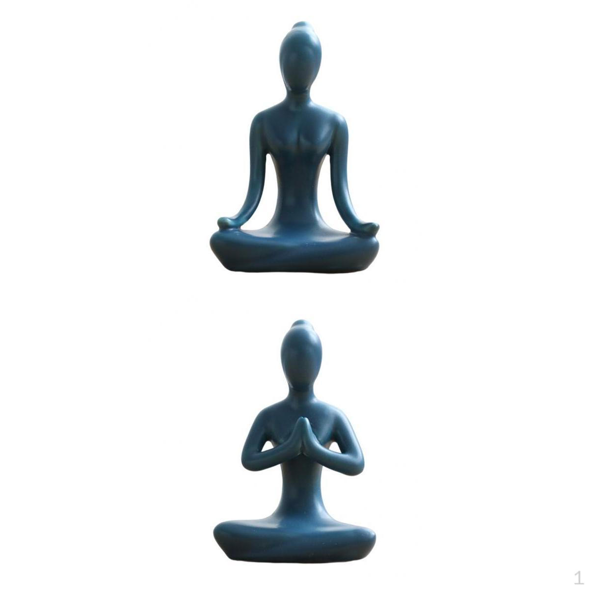 

Abstract Yoga Statues Creative Girl Sculpture Pose Living Desk Decoration Blue