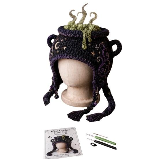 Beginner Friendly Crochet Tools Animal Hood Hat Kit, DIY Earflap Project for Weekend Cute Craft Kit Beginners, Handmade Winter Headwear Learn