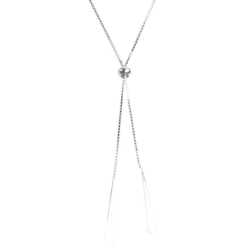 FY-PL160 925 Sterling Silver Geometric Triangle Necklace Women s Adjustable Necklace Long Tassel Light Luxury Niche Design