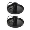Vintage Black Metal Iron Candle Holder Set of 2 Retro Home Decor Table Centerpiece