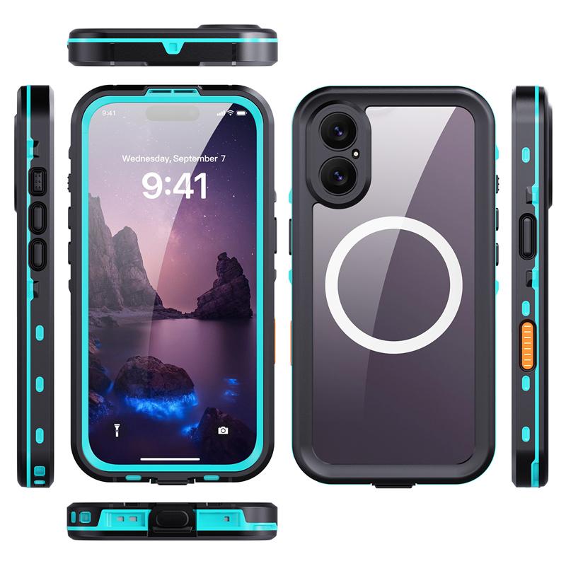 2 Meters Waterproof IP68 Redpepper Phone Case for iPhone 17 15 Pro Max 16 Xs 12 Glass Blue Support Magnetic Wireless Charging