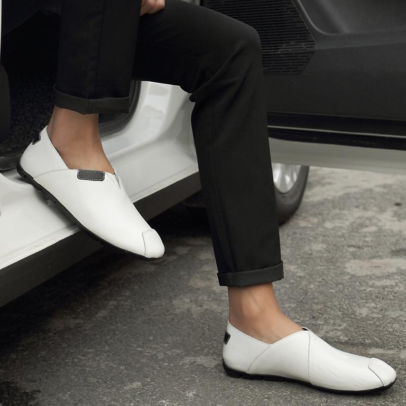 Fashion Business Slip on Loafers Genuine Leather Man Casual Flats Men Classic Dress Shoes Summer Men's Driving Shoes Walking Moccasins