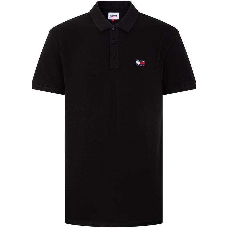 Tommy Hilfiger Effen Katoen Klassiek Vlag Logo Geborduurd Slim Fit Korte Mouw Poloshirt Heren tops Zwart DM0DM16224-BDS M black