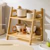 2 Layer Spice Caddy Shelf Bamboo Kitchen Storage Rack Desktop Cabinet Organizer Display Rack Coffee Bar Counter Shelf Cup Holder