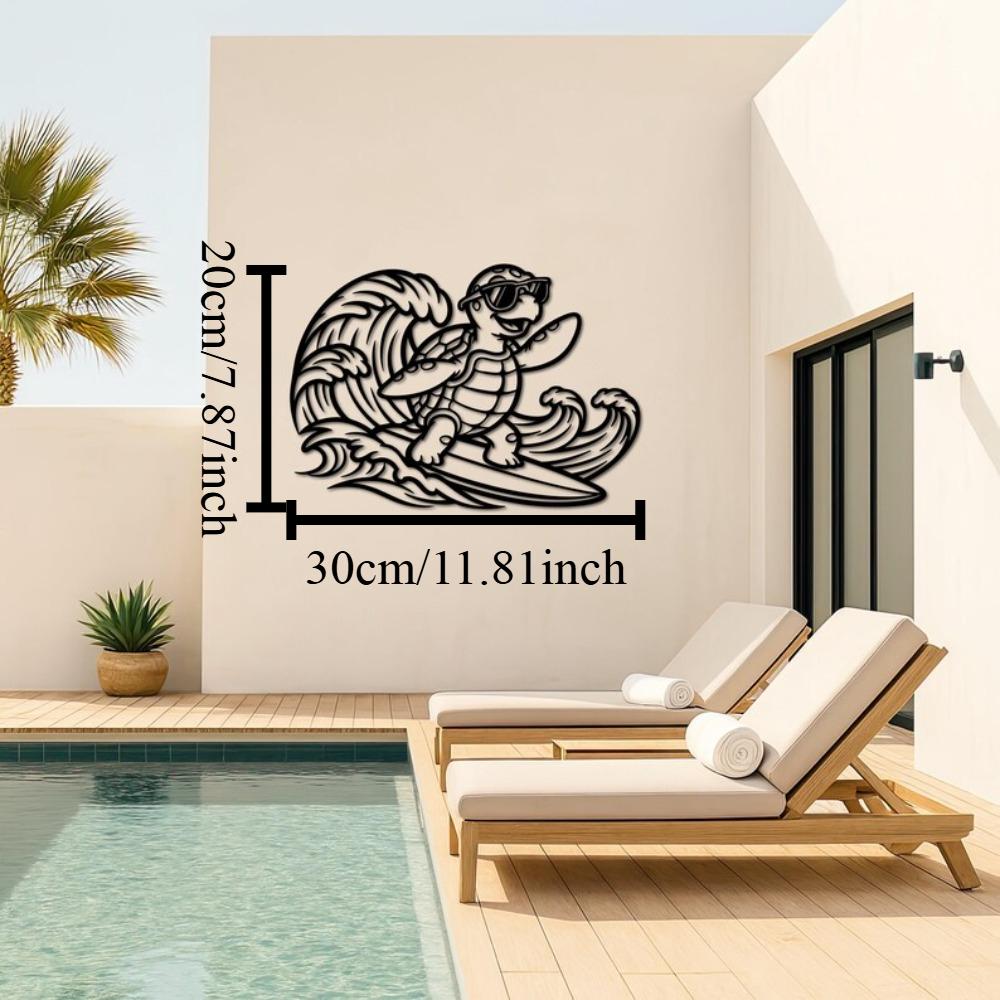 Metal Turtle Wall Art Surfing Beach Decor for Ocean Lover Tropical Home 12in чёрный