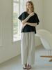 AVANT-G Striped Banding Wide Pants - Cream