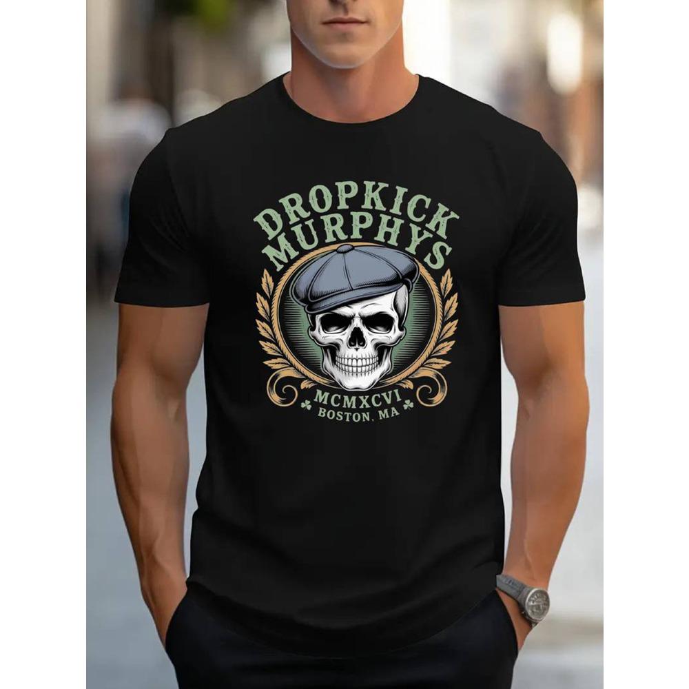 

European sizes Men s Outdoor Casual Boston Massachusetts Murphy Detective Graphic Letter Print T-Shirt 4XL чорний