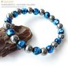 Terahertz Stone x Luminous Firefly Glass Sky Blue Bracelet 8mm Glows in the Dark Power Stone Inner Diameter [GOLD STONE] Approx. 19.5cm