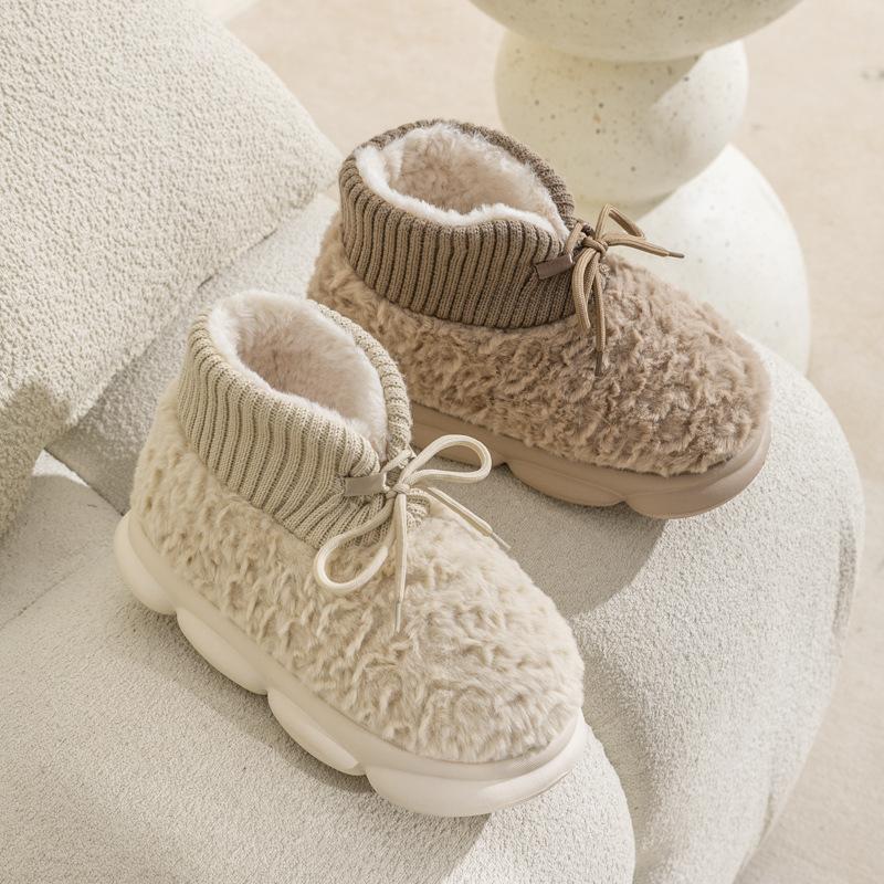 Fashion Winter Warm Shoes for Woman Men Indoor Slippers Soft Plush Couples Home Floor Snow Boots zapatillas de mujer