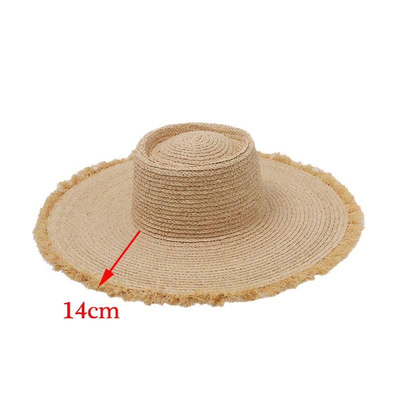 

Fashion Vintage Hand Woven Natural Raffia Grass Fringed Straw Hat For Women European American Wide Brim Beach Designer Sunhat 54-58CM білий