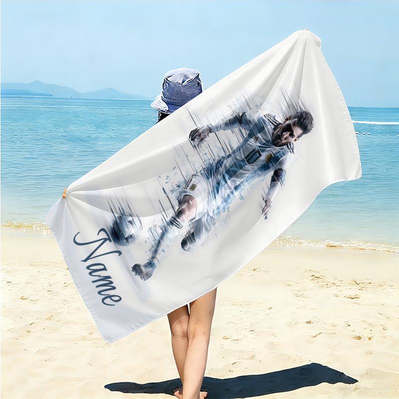 Personalized Argentina Football Celebration Beach Towel Microfiber Beach Towel Thin Absorbent for Beach Swimming Yoga Bath Sports. 0910348