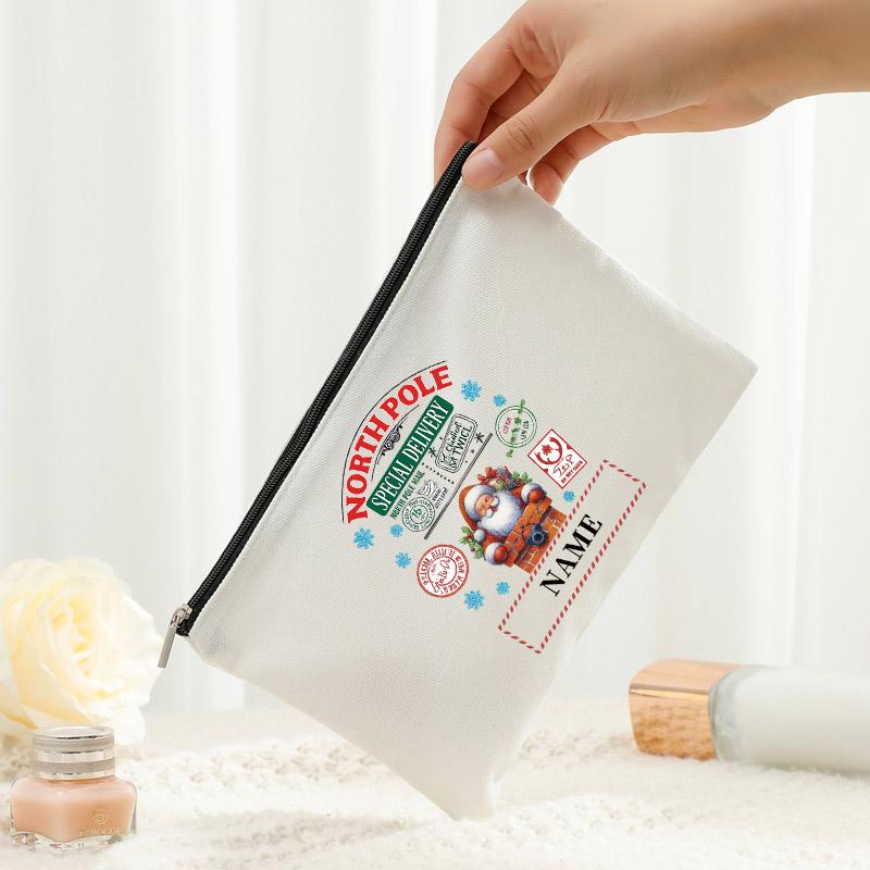 Personalized Christmas Cosmetic Bag and Wash Bag Custom Christmas Santa Christmas Style Decoration Gift for Girl Friend or Mom