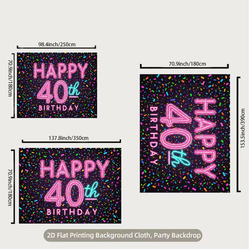 2D 40th Birthday Backdrop for Adult & Milestone Birthday Photoshoot