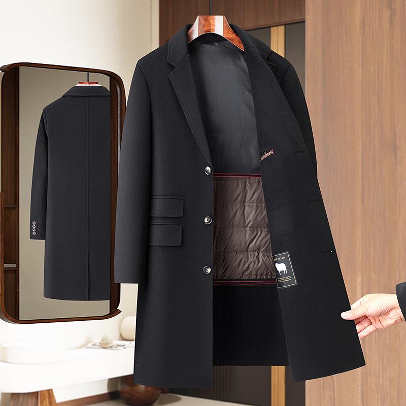 FAPAI Men's Double-Faced Wool Mid-Length Overcoat