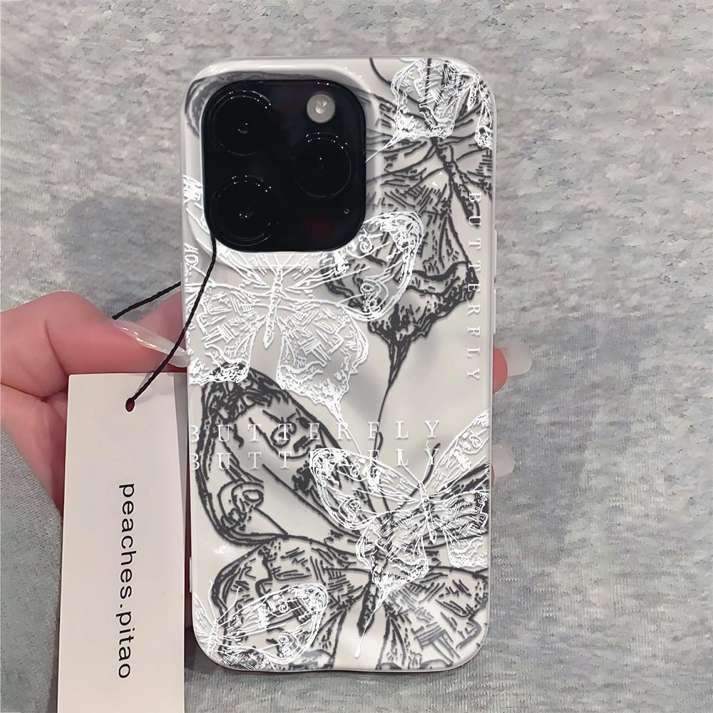 Black and White Butterfly Phone Case For IPhone 17 Air 16 15 14 13 12 11 Pro Max Cover Case For IPhone 16 15 14 Plus Case Funda