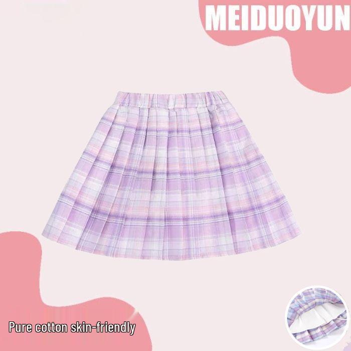 Kuromi Girls' Summer Cartoon JK Skirt Set - Short Sleeve Dress for Middle and Big Kids