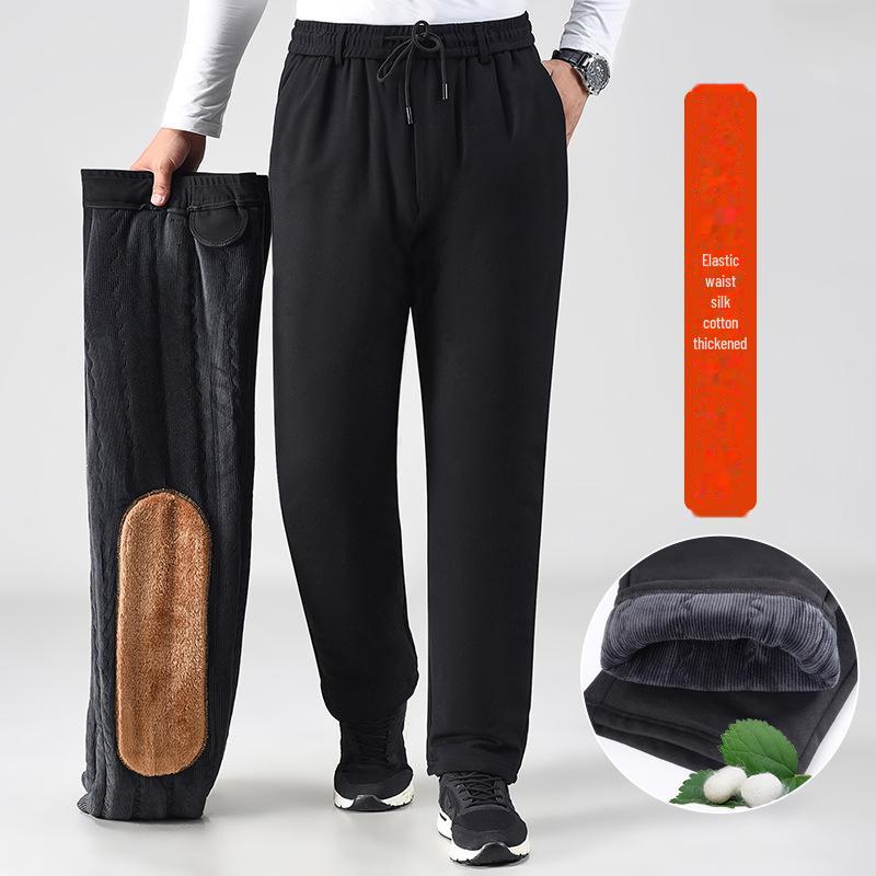 

Мужские зимние брюки из бархата и хлопка — плотная, теплая, повседневная одежда для людей среднего и пожилого возраста Size 32 (120-130 lbs)