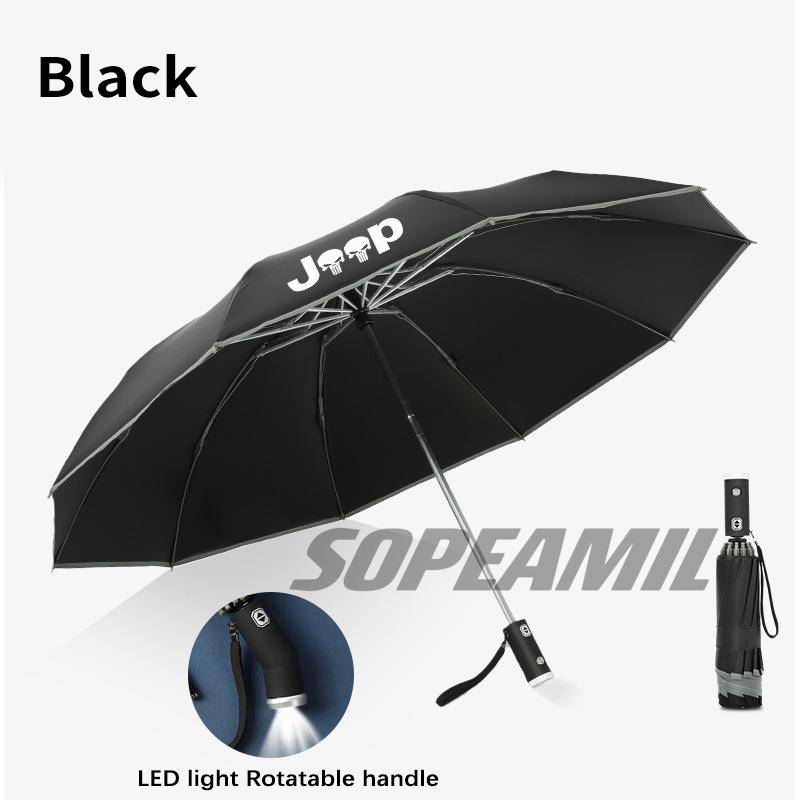 Car Led Light Automatic Folding Windproof Umbrella Jeep Patriot Commander Renegade Compass Grand Cherokee Wrangler JK Gladiator