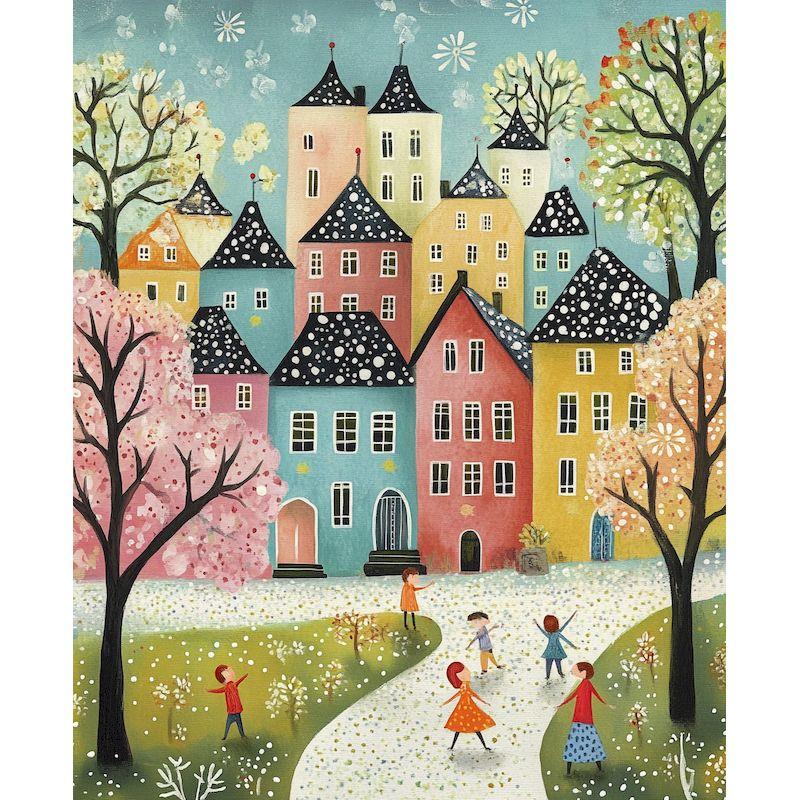 

GATYZTORY Acrylic Painting By Numbers Handicraft Frame Picture Drawing Diy Gift For Adults Colorful House Landscape Home Decorat 30x20cm no frame