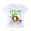 Miner Crafting Number T-shirt Pixels 1-9 Birthday Party Supplies Short Sleeve Tee Boys Girls Summer Clothing Simple Base Tshirt