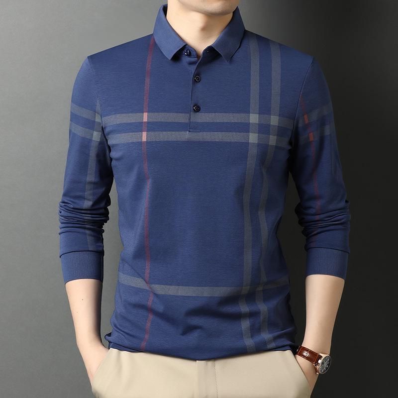 Spring and Autumn New Style Middle-aged Fashion Korean Style Loose Lapel POLO Shirt Casual Tops for Men Men's Long-sleeved T-shirts