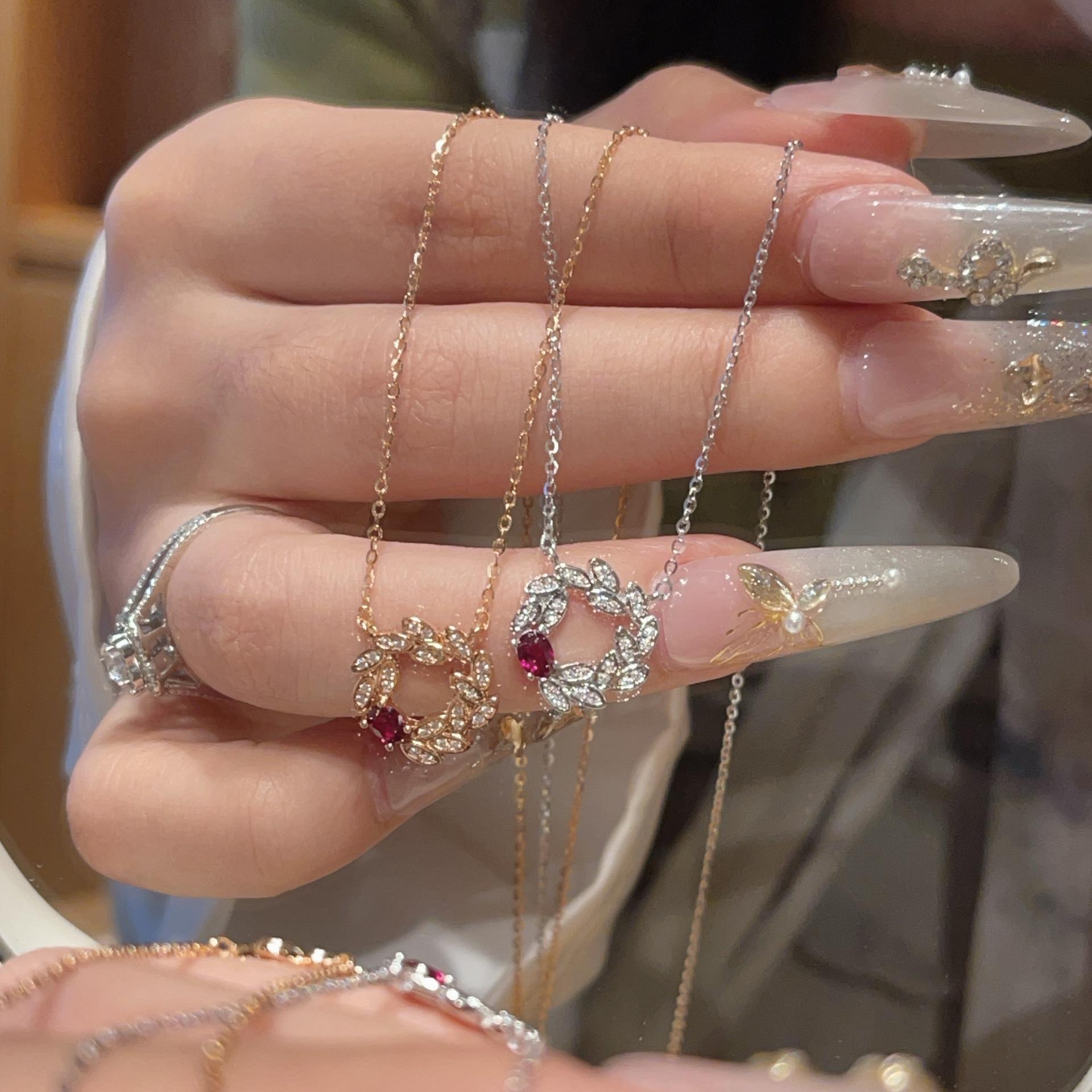 

Ожерелье-гирлянда из стерлингового серебра S925 с камнем маркиза цвета «голубиная кровь» S925 Silver серебряный