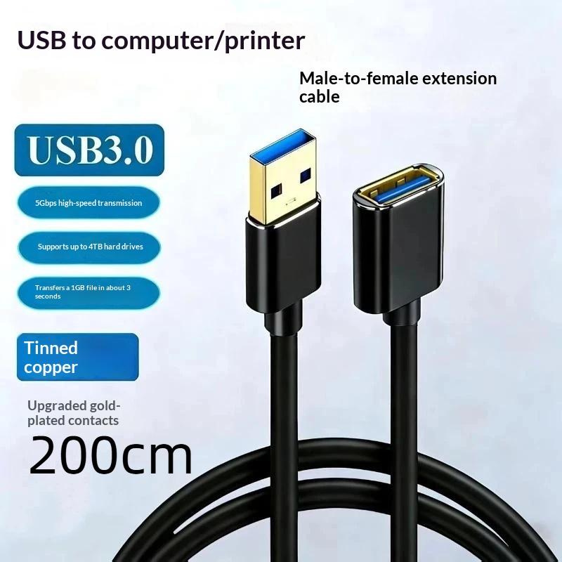 Usb 3.0 Extension Cable Extender Cord Fast Extension Data Transfer Wire 0.3/0.5/1/1.5/2M For Smart Tv One Ssd Pc Laptop