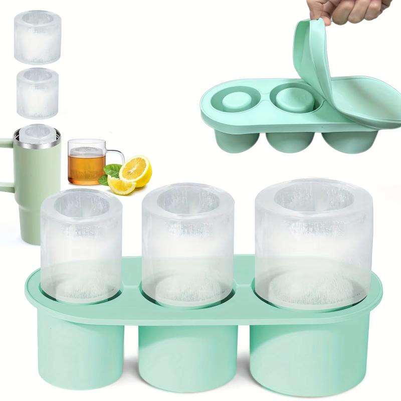 Eiswürfelform für 30oz-40oz Becher 3 Silikon-Hohlzylinder-Eisform mit Deckel