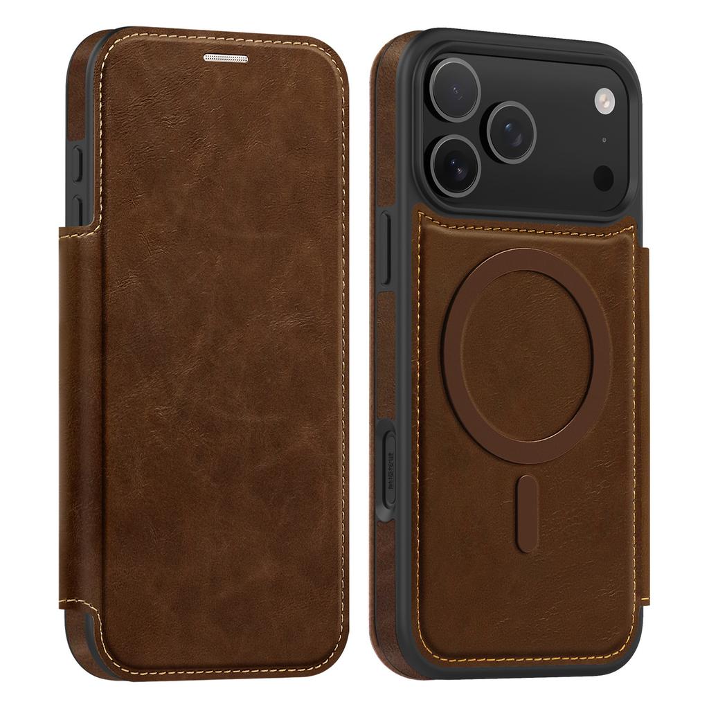Applicable To IPhone17 ProMax Business Mobile Case Lingshield Magnetic Leather Case Apple 17 Card Protection Case