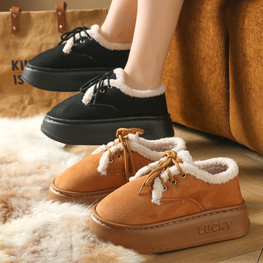 Retro and Versatile Student Cotton Shoes, Women's Autumn and Winter Outerwear with Plush Insulation, Le Fu Dou Dou Shoes, Versatile Shoes