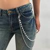 Pantaloni a Catena Incrociata Punk Rock Hip-Hop Unisex Portachiavi Doppio Strato di Perle Esquisito Gioiello per Cintura Jeans Uomo Donna Fascino Accessorio