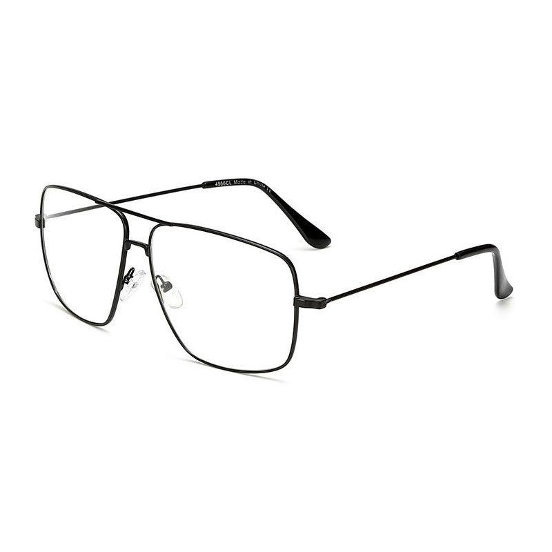 Fashion Square Metal Frame Glasses Simple Retro Flat Oversized Sunglasses for Men and Women Classic Plain Optical Spectacle