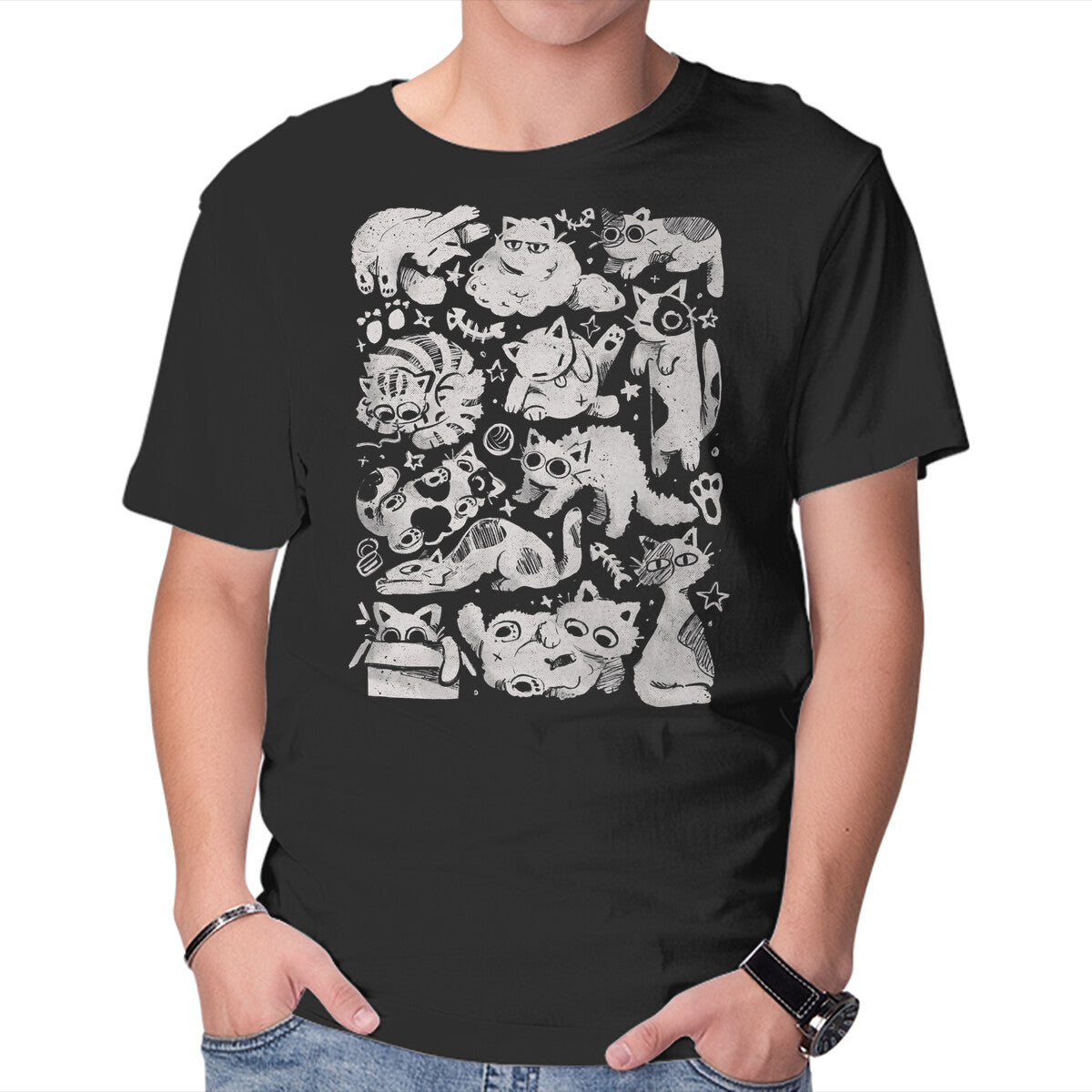 Unisex Crew Neck T-Shirt Fluffy Overload Graphic Short Sleeve Casual Tee XS
