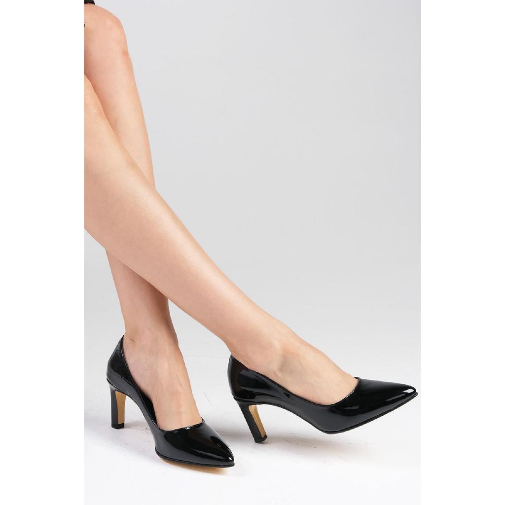 Lita Black Color Patent Leather Women's Stiletto Heeled Shoes