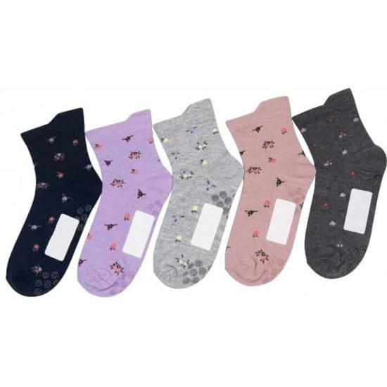 trust map 5 pair set socks women easy put on one hand anti-slip can write name floral pattern flap non-restrictive loose fit around opening cotton