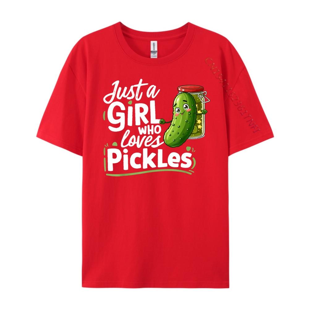 Im Just A Girl Who Loves Pickles For Funny Pickle Lovers T Shirt Men 100 Cotton TShirt Loose S