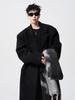 Men's Black Wool Trench Coat - Korean Style, Mid-Length, Over-the-Knee for 2025 Spring/Autumn