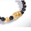 Obsidian Pixiu Crystal Bracelet for Women, Natural Golden Rutilated Quartz, Niche Design, Internet Celebrity Simple Minimalist Style Gift