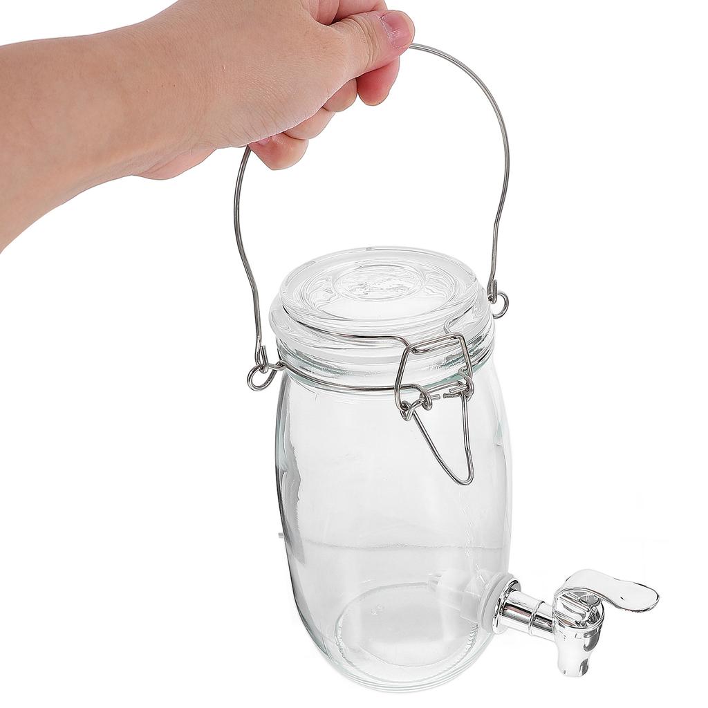 Glass Juice Jar With Tap Drink Dispenser Beverage Spigot Faucet Glass Bottle Kitchen Dining Bar Food Storage Tank