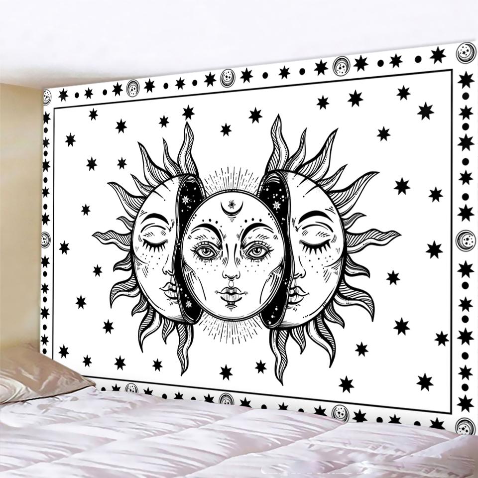 Black and White Sun Moon Mandala Home Decoration Tapestry Bohemian Decoration Hippie Bedroom Decoration Tapestry