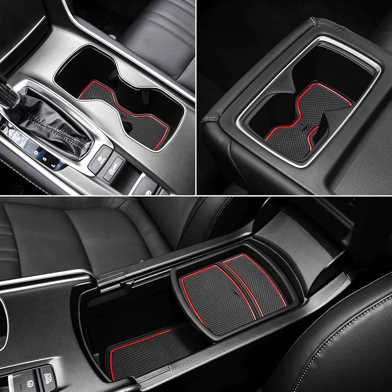 Auovo 17Pcs Anti-Dust Mats For Honda Accord Accessories 2018 Interior Car Cup Holder Erts,Center Console Liner,Door Pocket Liner Mat(Black)