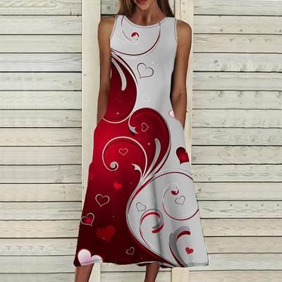 Summer Fashion Sexy Sleeveless Dress Soft Casual 3D Love Pattern Print Dress Sleeveless Sling Dress Summer Suspender Dress