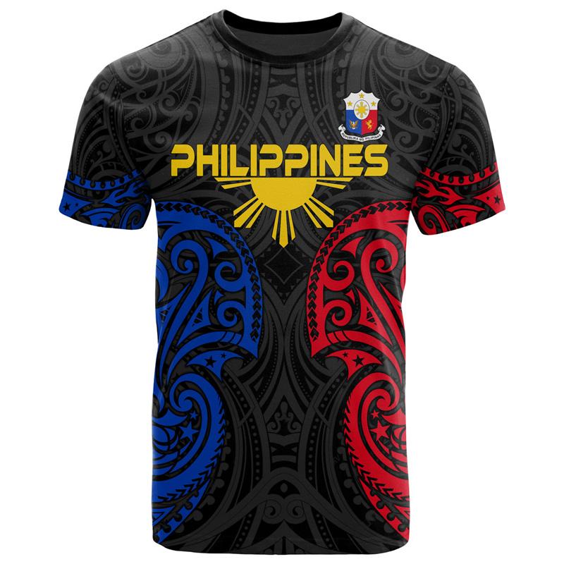Fashion Philippines 3D Printed T Shirt For Men Summer Short Sleeves Hawaiian Crew Neck Tees Women Casual Polynesian T-shirt