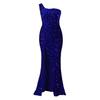 Damen Mode Ein Schulter Pailletten Schlitz Lang Sexy Formelles Partykleid