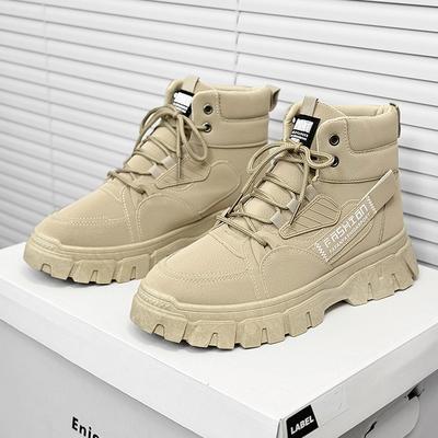 Men's High-top Boots New Breathable Canvas Casual Boots Lace-up Platform Boots for Men Non Slip Sneakers Desert Ankle Boot Botas