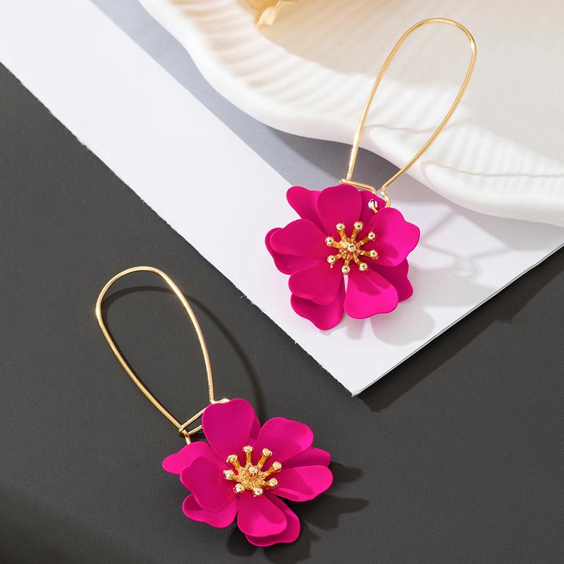 Artistic Retro Exquisite Flower Dangle Earrings for Women Ladies Pastoral Style Alloy Printed Drop Earrings Jewelry Accessories