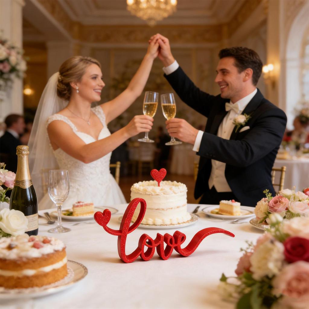 3D Printed Red 'LOVE' Letters Table Ornaments for Valentine's Day Wedding Proposal Decor Happy 2026 Atmosphere Love Gift