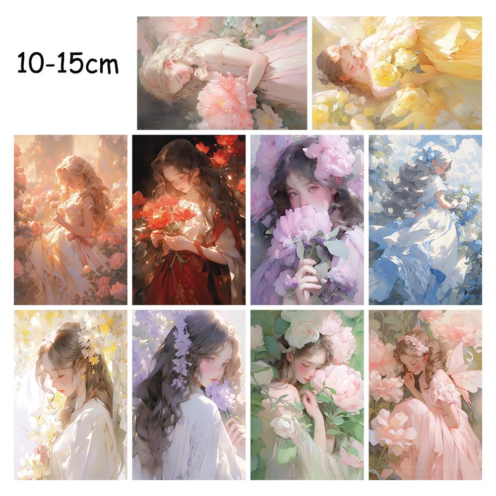 

10×15CM 10PCS Flower Card Stickers Chart Stickers Posters Aesthetic Photography Cafe Luggage Room Home Living Bed Stickers