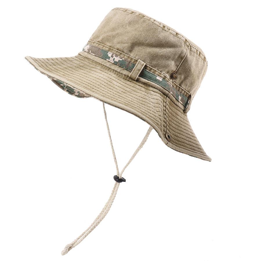 Vintage Men's Cotton Bucket Hat UV Protection Sun Caps Multipurpose Summer Outdoor Climbing Fishing Tourism Brim Fisherman Hats