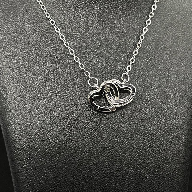 New Double Ring Necklace Women'S Jewelry Pendant French Zircon Clavicle Chain Premium Niche